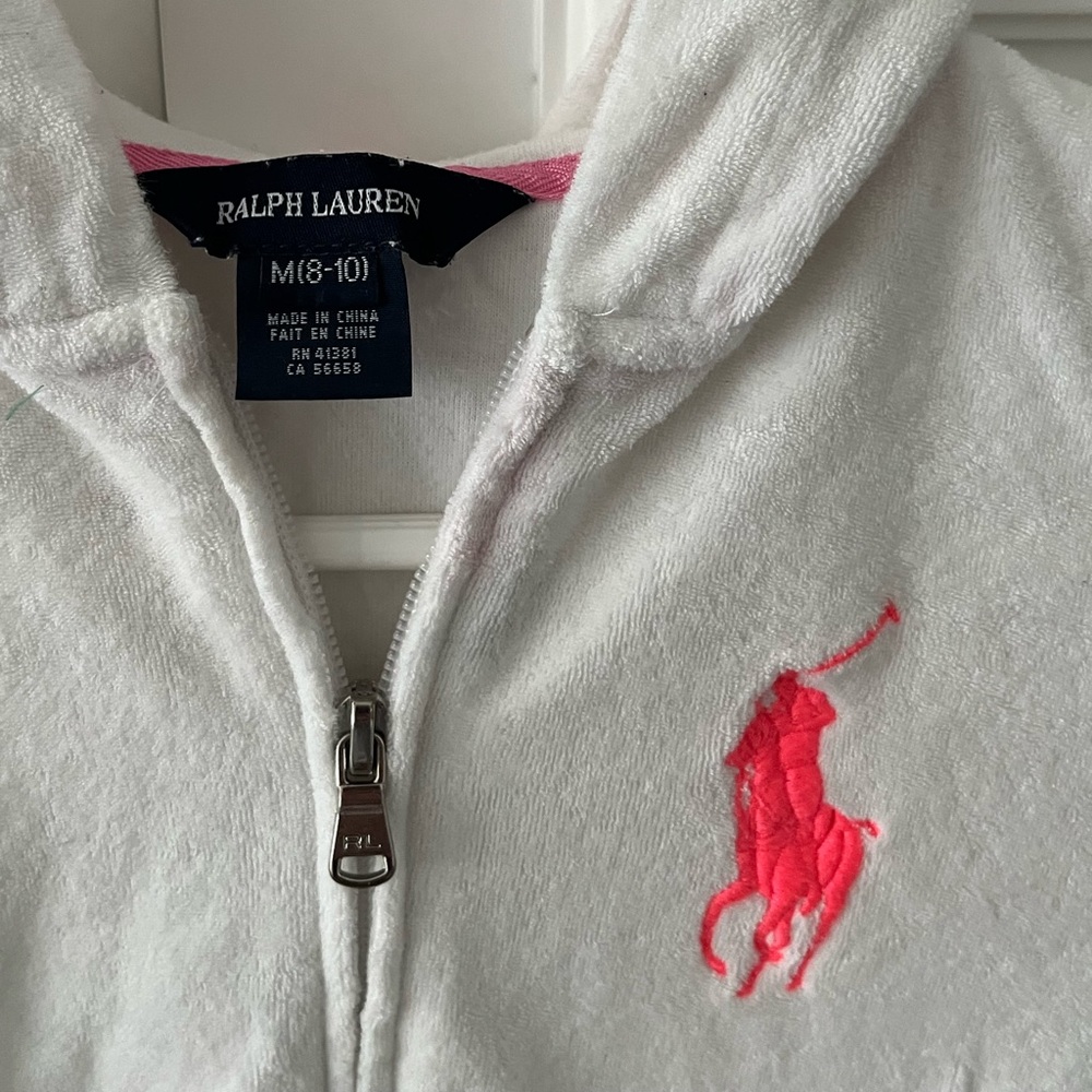Ralph Lauren little girls terry cloth zip up set